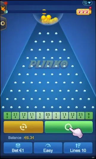 Gioca a Plinko nell'app mobile del casinò.